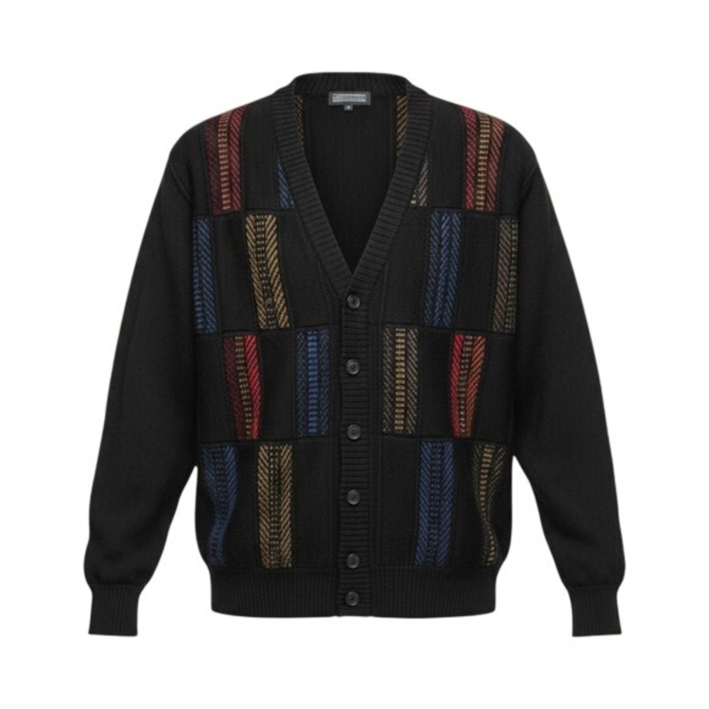 Greenfield Mens Vintage Y2K Dad Sweater Cardigan Navy/Multi Size‎ 56 UK / 46 US